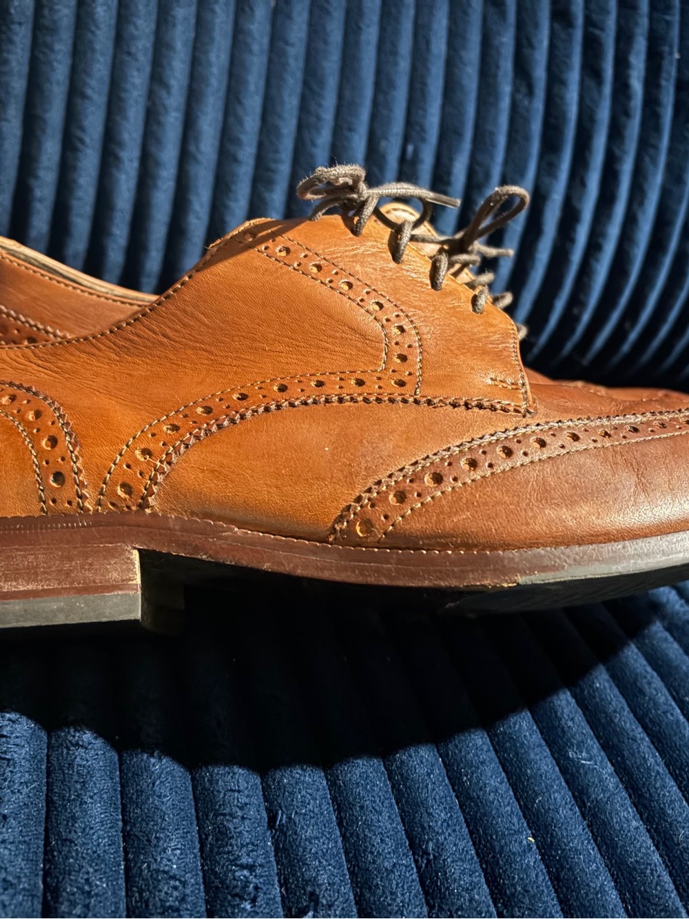 Cole Haan Men's Tan Brown Leather Lace-Up wing tip Oxfords 11.5 - Picture 6 of 7